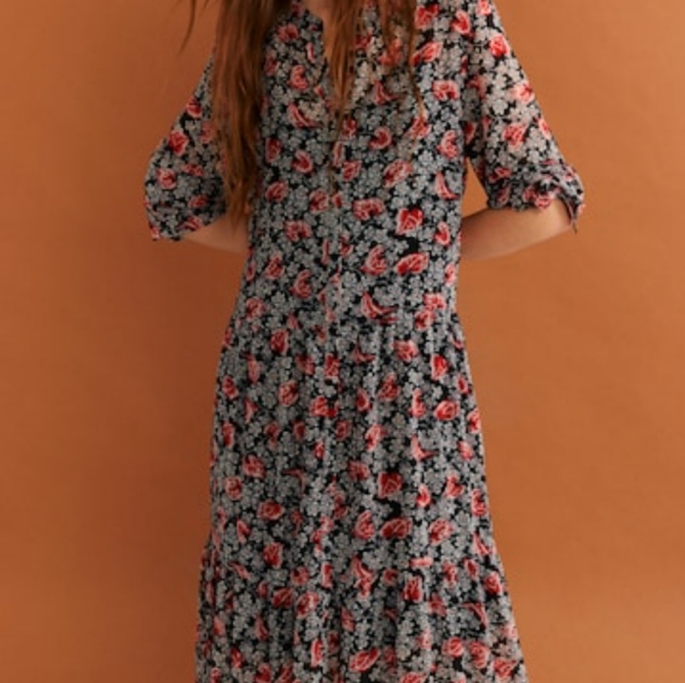$99 Mng Mango Long Maxi Dress. Black Floral XS. - Picture 8 of 8
